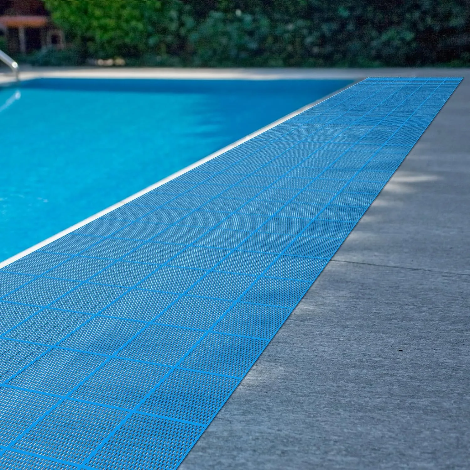 Tondiamo Drainage Pool Flooring Mats Swimming Pool Non Slip Mat PVC Splash Matting Mesh Hollow Doormat Roll for Outdoor Indoor Patio Restaurant Garage Kitchen Bathroom Bars(3 x 10 ft,Blue)