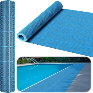 Tondiamo Drainage Pool Flooring Mats Swimming Pool Non Slip Mat PVC Splash Matting Mesh Hollow Doormat Roll for Outdoor Indoor Patio Restaurant Garage Kitchen Bathroom Bars(3 x 10 ft,Blue)
