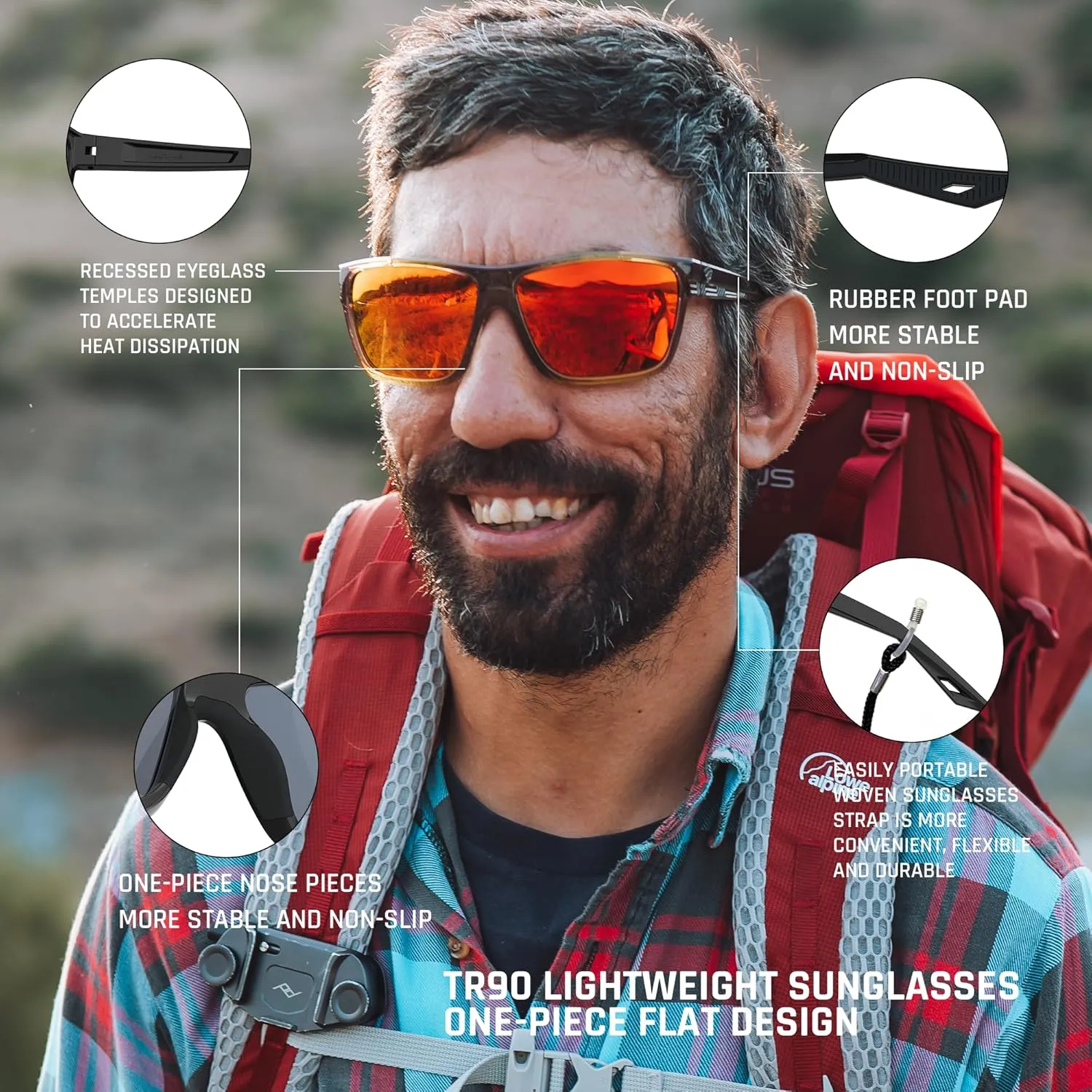 TOREGE Mens Women Sunglasses Polarized Sports UV Protection Wraparound Lightweight Sunglasses for Fishing Golfing NAUTILUS