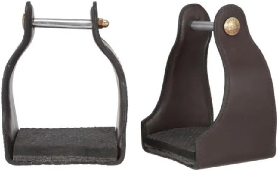 Tough 1 Leather Cushioned Trail Stirrups Brown