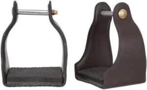 Tough 1 Leather Cushioned Trail Stirrups Brown