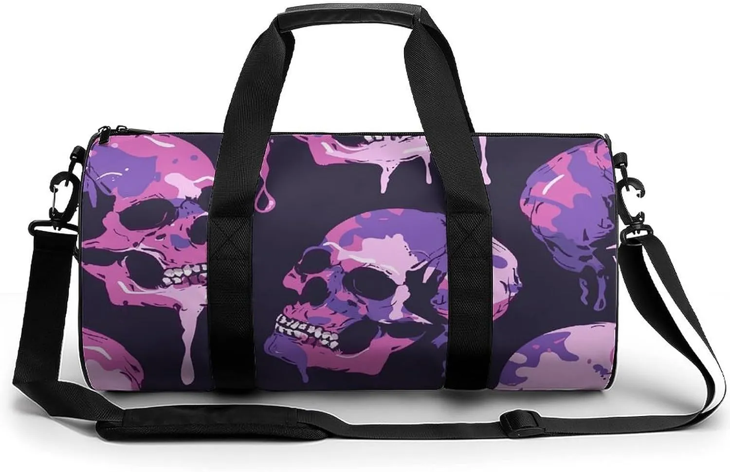 Travel Duffel Bag for Men And Women,Skull Flat Pattern Waterproof Sports Fitness Bag Portable Travel Duffel Bag, 17.7in/9in/9in