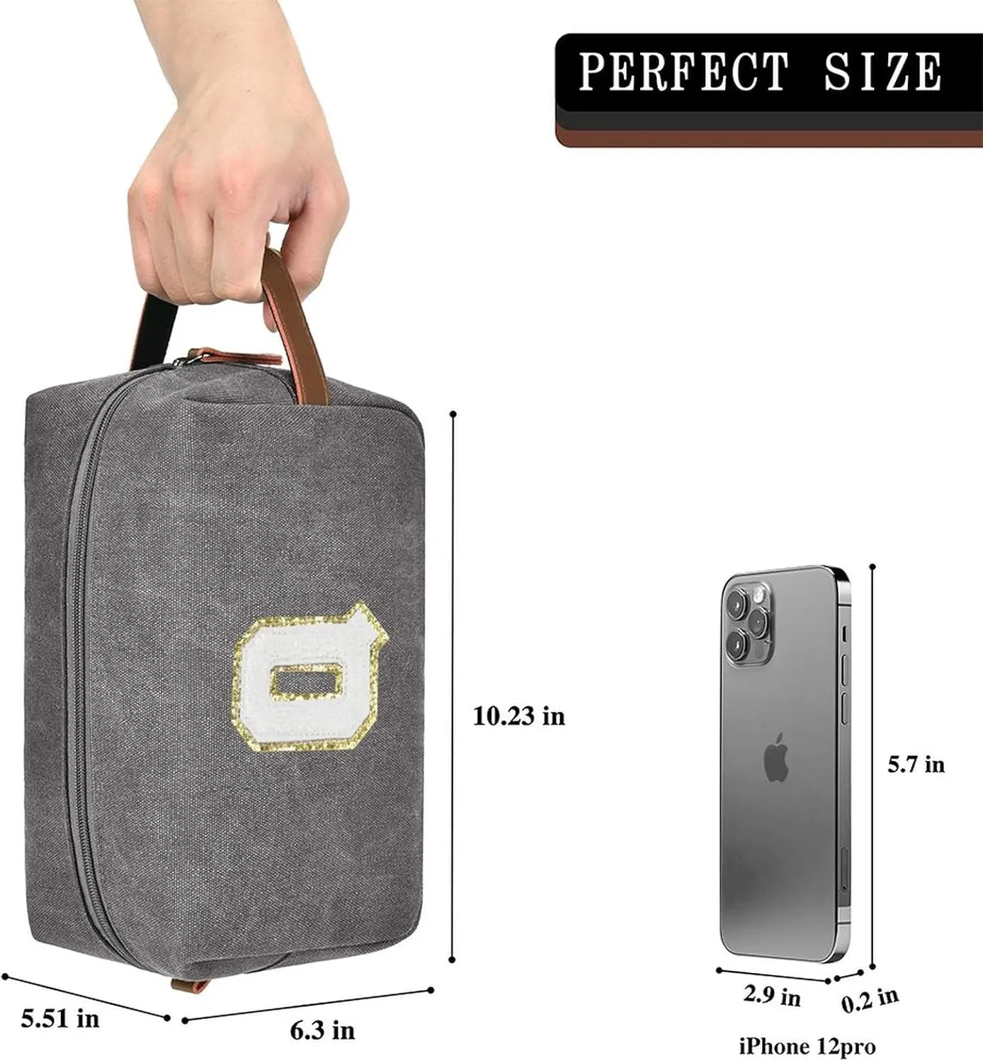 Travel Toiletry Bag for Men Initials - Graduation Gifts for Him, Personalized Shaving Kit Bag Hanging Dopp Kit - Travel Essentials, Bathroom Shower Bag for Toiletries Accessories Gifts for Men - Q