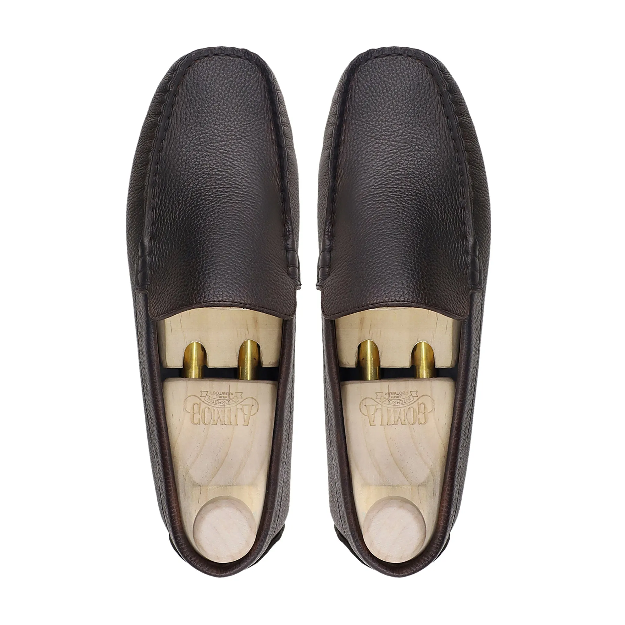 Trevon - Men's Dark Brown Pebble Grain Driver Shoe