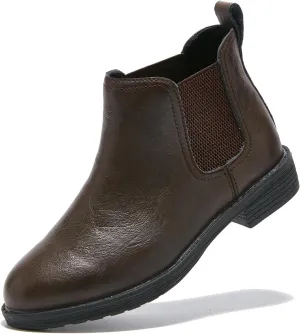 TRULAND Women's Leather Chelsea Boots - Classic Slip On Low Heel Fall Ankle Booties