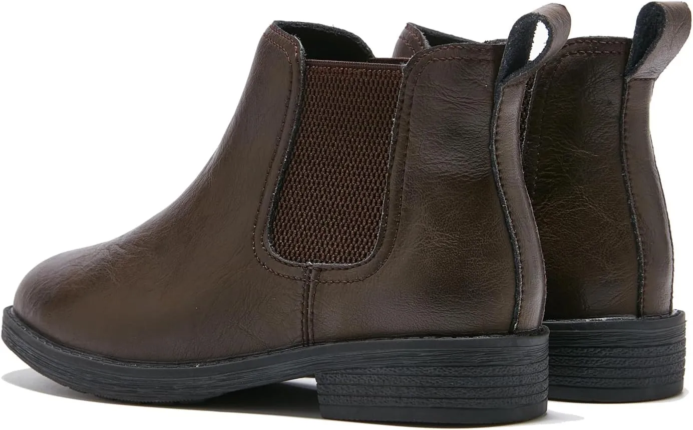 TRULAND Women's Leather Chelsea Boots - Classic Slip On Low Heel Fall Ankle Booties