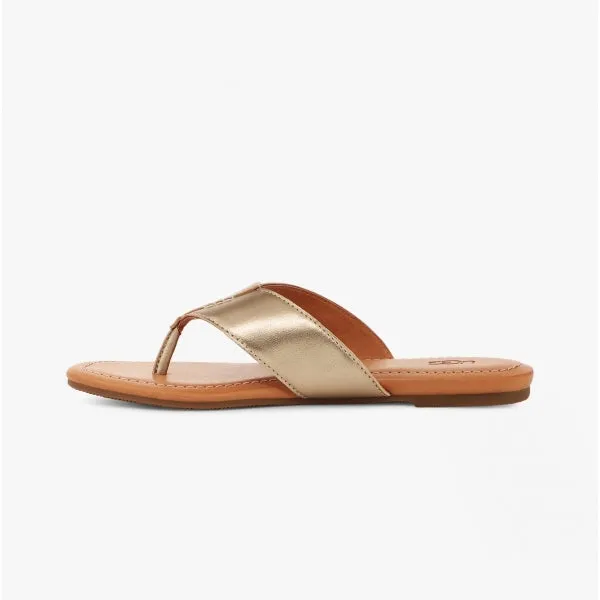 UGG CAREY FLIP Womens Flip Flops Gold Metallic