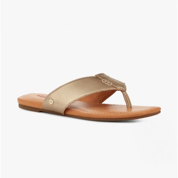 UGG CAREY FLIP Womens Flip Flops Gold Metallic