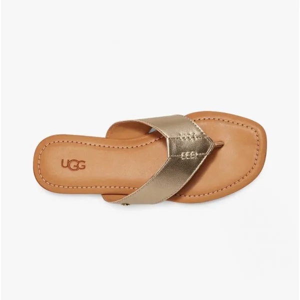 UGG CAREY FLIP Womens Flip Flops Gold Metallic