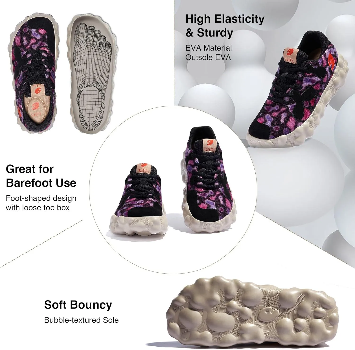 UIN Women's Walking Travel Shoes Slip On Casual Lightweight Wide Toe Chunky Fashion Sneaker Figueras
