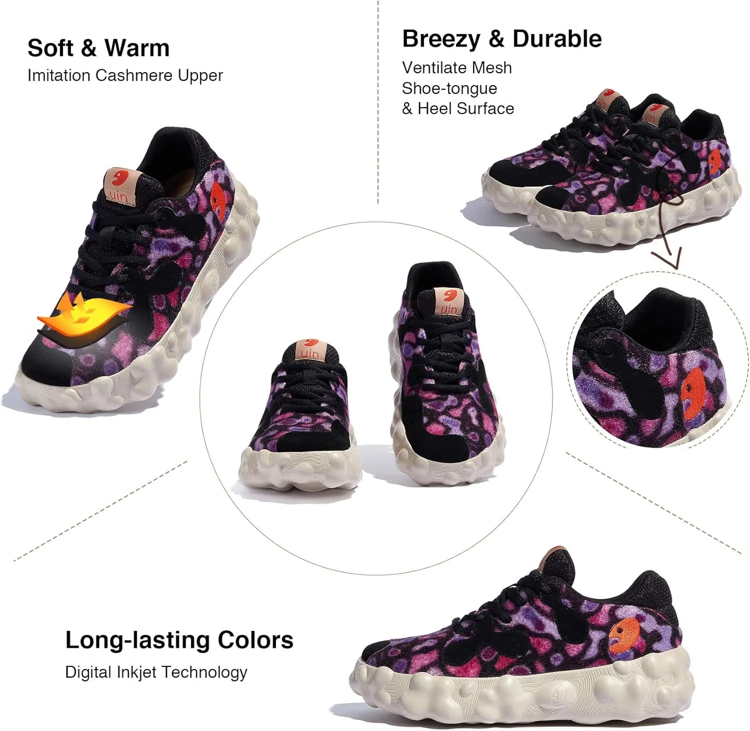 UIN Women's Walking Travel Shoes Slip On Casual Lightweight Wide Toe Chunky Fashion Sneaker Figueras