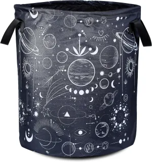 Universe Planet Laundry Basket Moon Phase Foldable Oxford Cloth Funny Tote Bag Laundry Hamper Clothes Storage Bucket Organizer For Bathroom/Laundry Storage/Bedroom 17.7x13.7 Inch