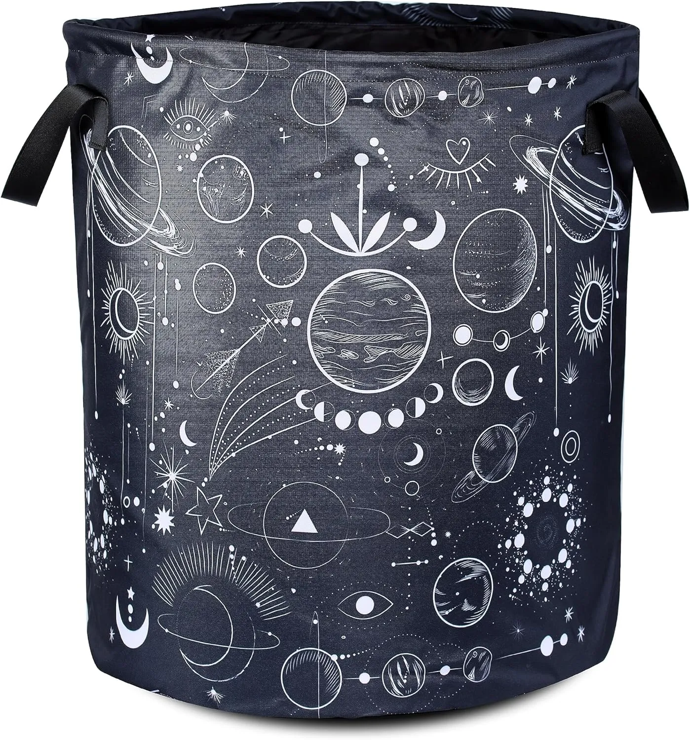 Universe Planet Laundry Basket Moon Phase Foldable Oxford Cloth Funny Tote Bag Laundry Hamper Clothes Storage Bucket Organizer For Bathroom/Laundry Storage/Bedroom 17.7x13.7 Inch