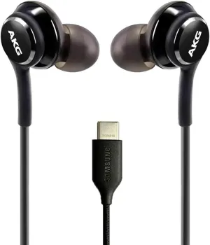 UrbanX OEM 2021 Type-C Stereo Headphones for Motorola Edge (2021) Braided Cable - with Microphone - Black - USB-C Connector (US Version)