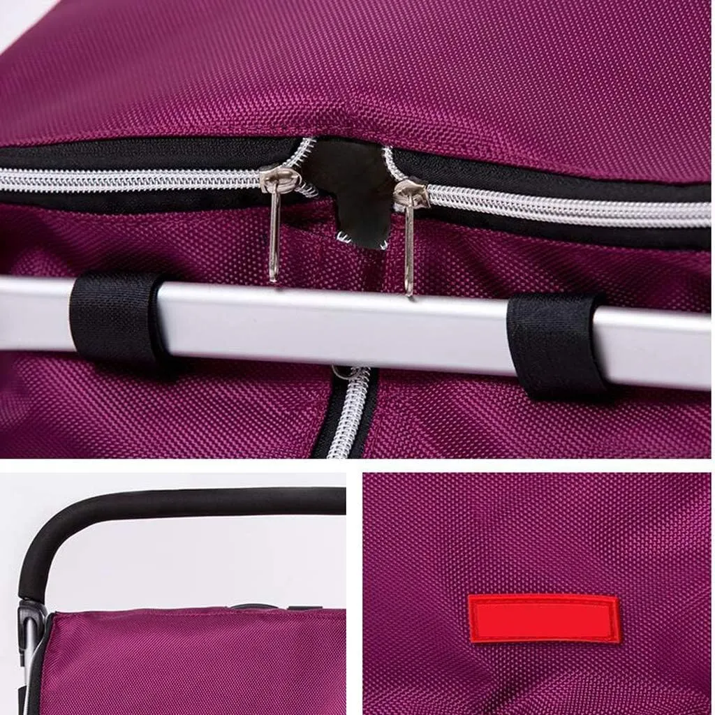 Utility Shopping Cart Folding Shopping Cart Aluminum Trolley Third Gear Telescopic Small Trolley Portable Shopping Trolley 38.7 * 15.15 * 17.7 Inches Portable Grocery Cart to Save Space
