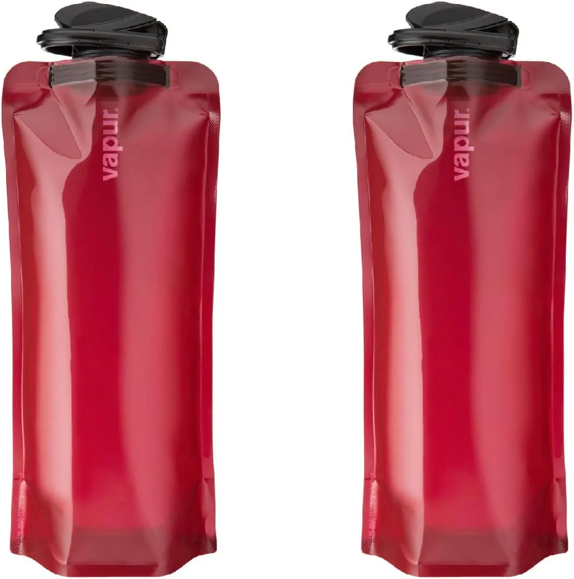 Vapur Collapsible Water Bottle With Carabiner, Compact Bottle Folds Flat For Hydration On The Go, Ideal for Traveling, Hiking or Camping, 34 Ounce, Burgundy, Pack of 2