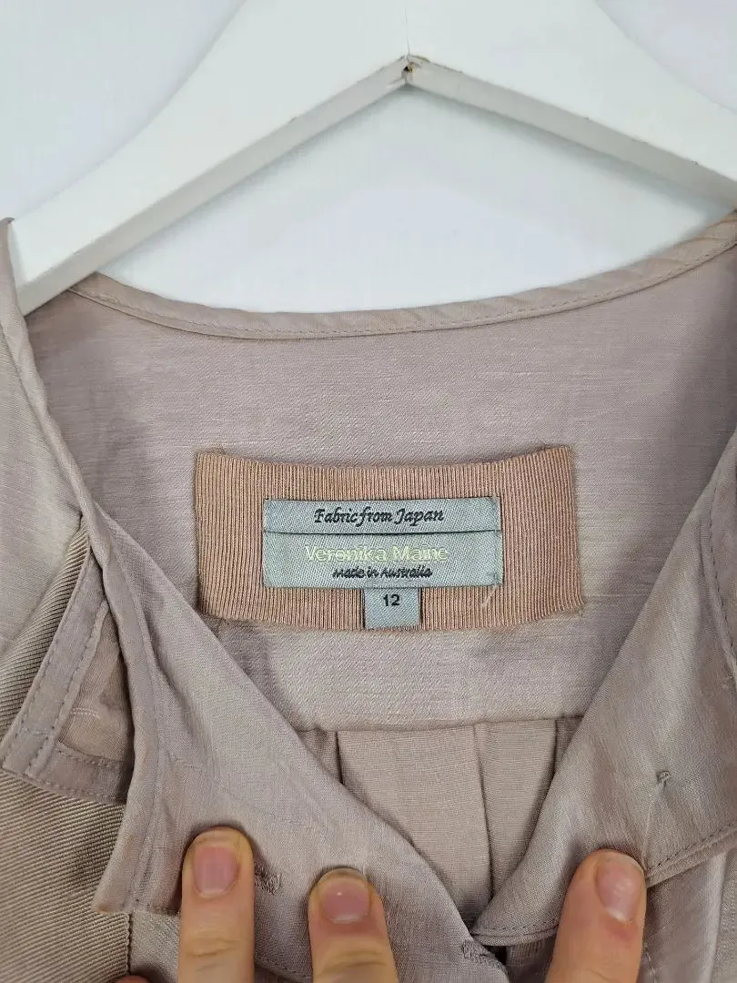 Veronika Maine Stone Lightweight Tie Jacket Size 12