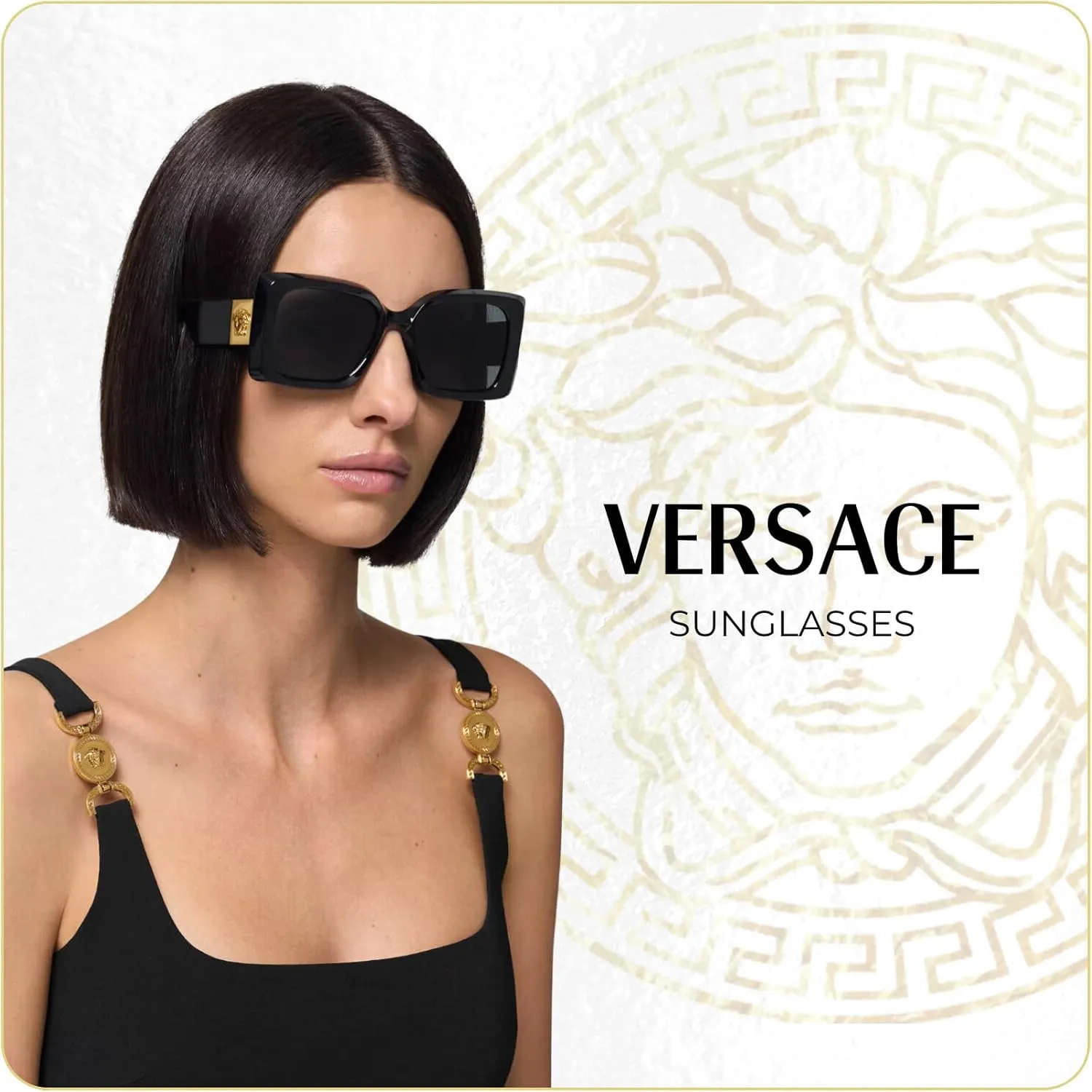 Versace VE4464 Rectangular Sunglasses for Men   BUNDLE With Designer iWear Complimentary Eyewear Kit