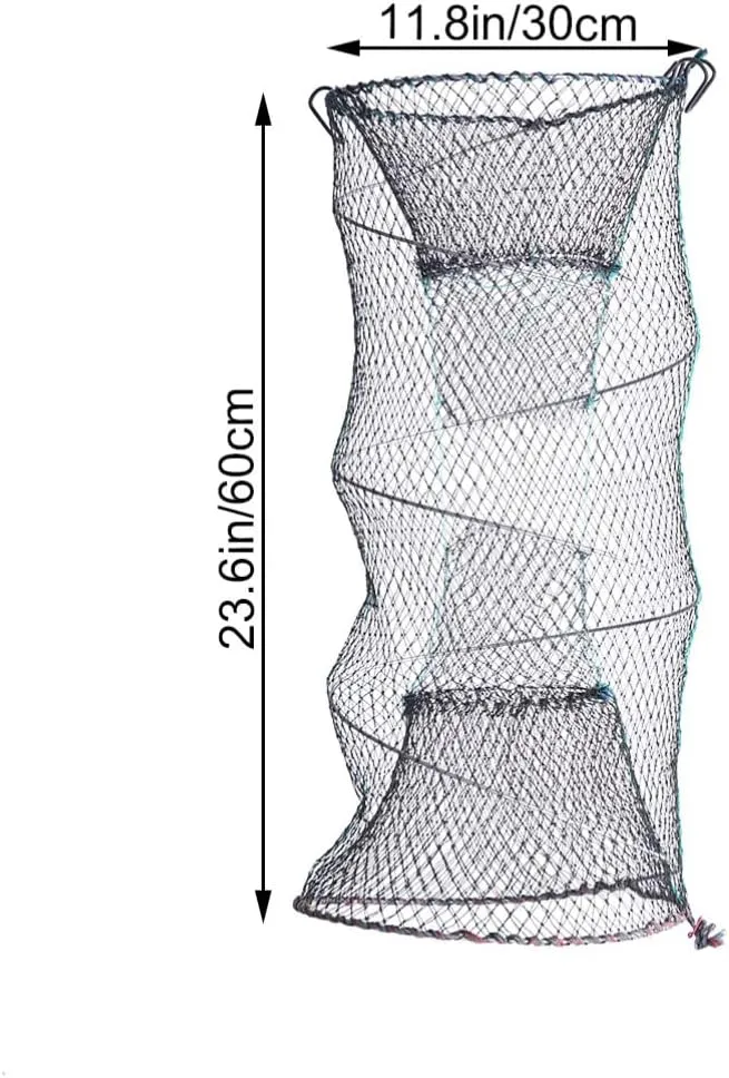 VICASKY Portable Folded Fishing Net Fish 30x60cm Zinc Plated Minnow Trap for Freshwater Saltwater