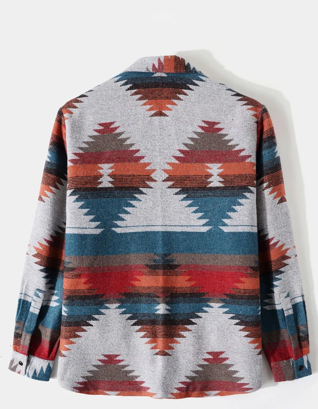 VIEWON Men's Casual Print Button Down Woolen Long Sleeve Lightweight Lapel Western Shacket Jacket Coat