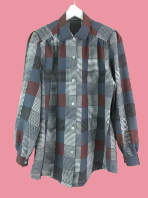 Vintage lightweight check print button down shirt
