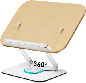 Viozon Book Stand for Reading,Book Holder, Height&Angle Adjustable, 360° Rotating Base, Foldable and Portable, Lightweight for Office, Kitchen, School Textbook, Recipe, Magazine,Kindle,Tablet LW