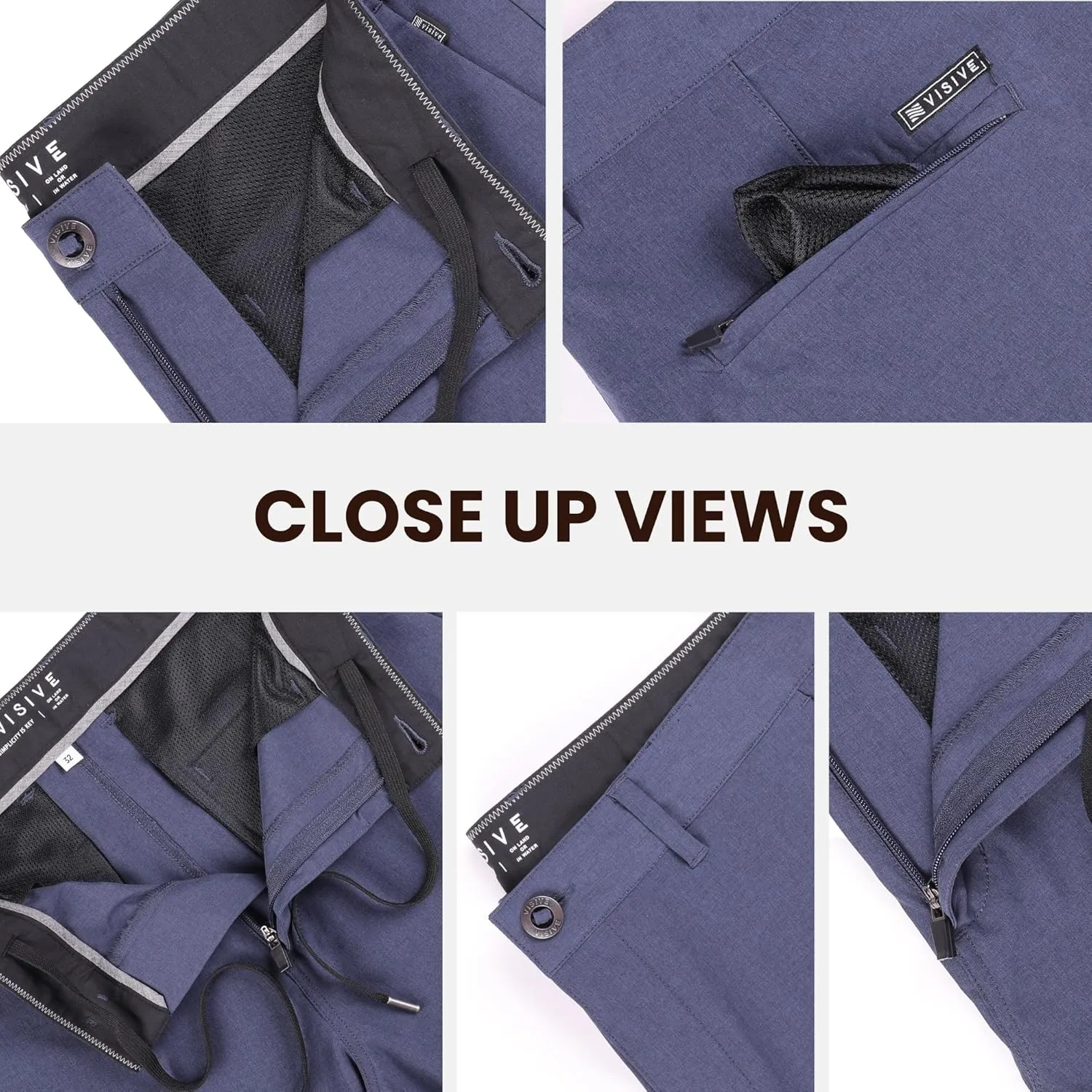 Visive Mens Shorts for Men, Hybrid Casual Golf Dress Flat Front Quick Dry Stretch Board Shorts, Lightweight Chino Short