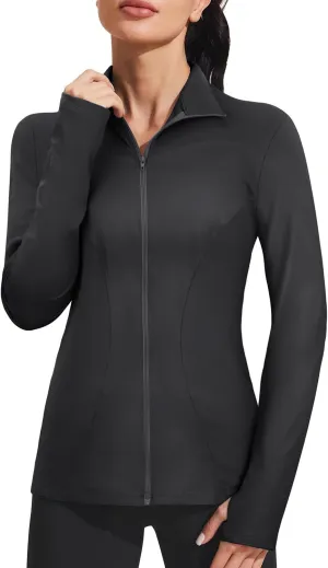 Vldnery Womens Lightweight Athletic Track Jackets Full Zip Long Sleeve Shirts Moisture Wicking Hiking Running Workout Tops
