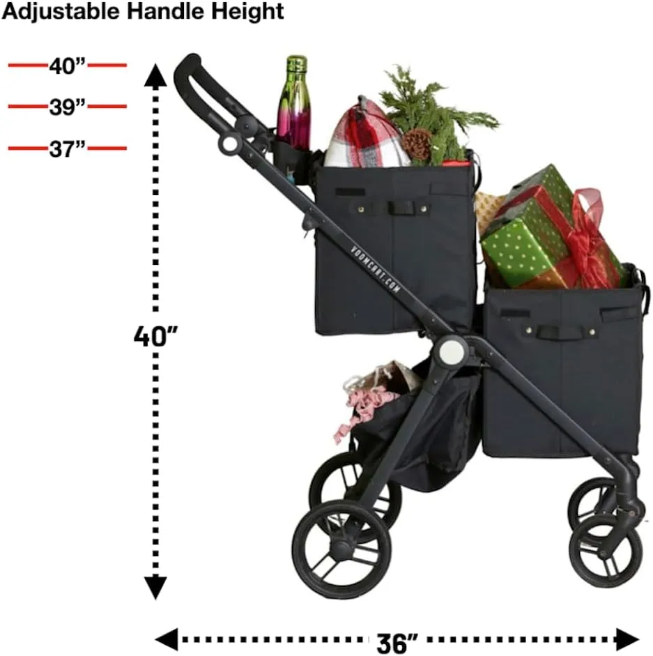 VOOMcart – Luxury Patented Foldable Personal Shopping Cart with Swivel Wheels, Ergonomic, Stylish & Lightweight, Holds Up to 70 lbs, Perfect for Market Trips, Urban Living & Compact Storage, Grey