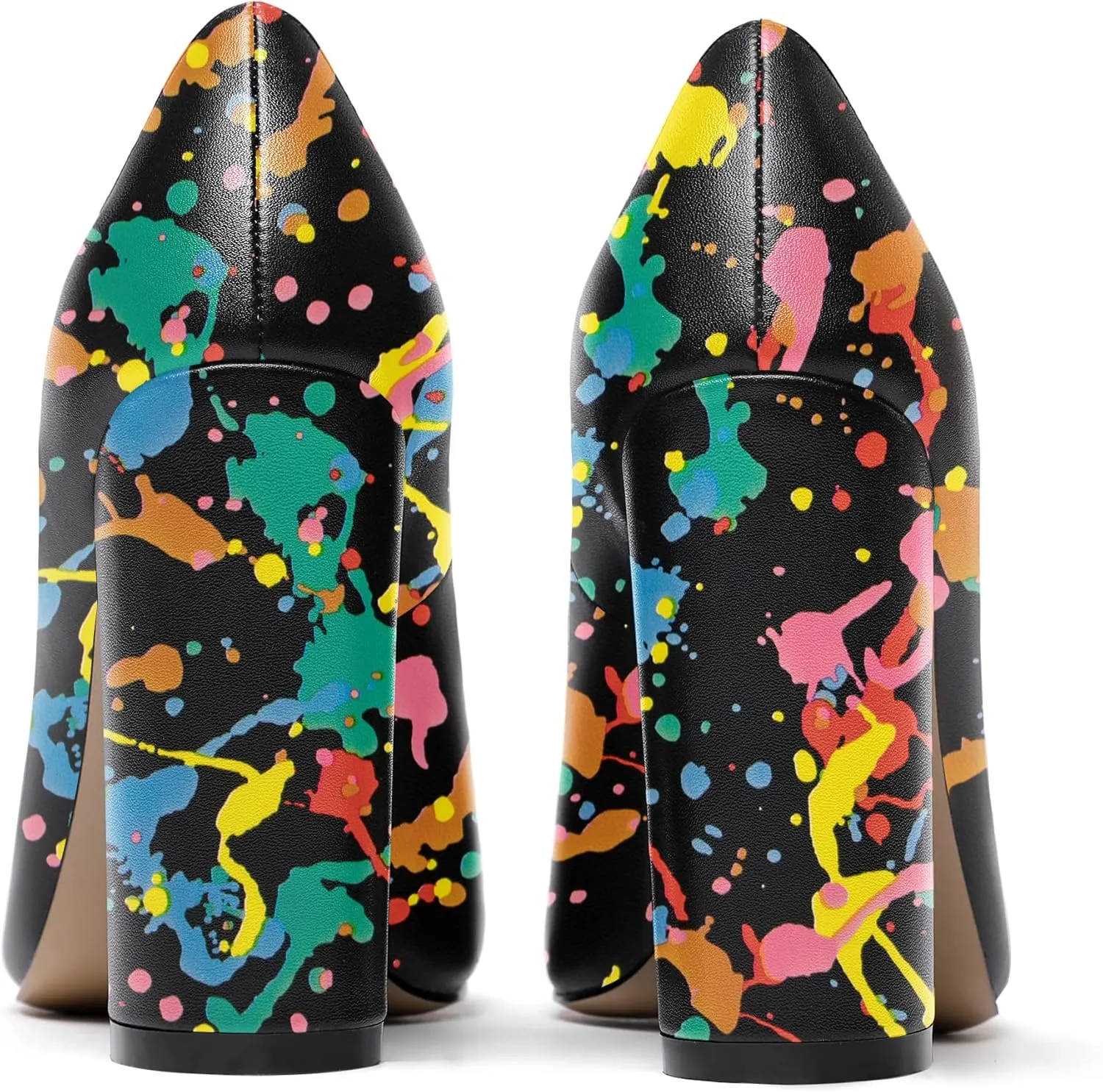 WAYDERNS Womens Round Toe Slip On Matte Dress Party Block High Heel Pumps Shoes 4 Inch