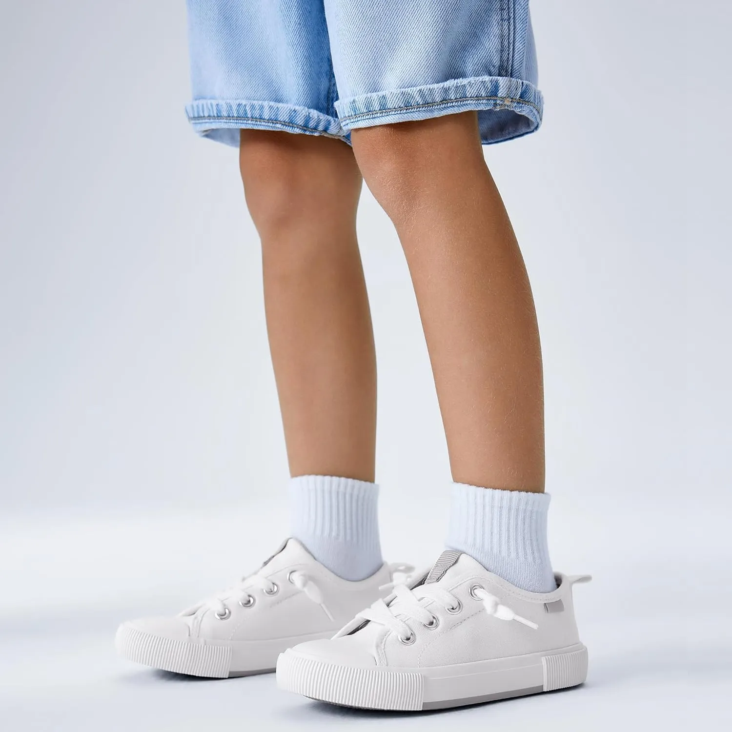 Weestep Kids' Cotton Slip-On Canvas Sneakers - Fashion Casual Shoes with Optional Laces for Girls, Boys, Toddler and Little Kid