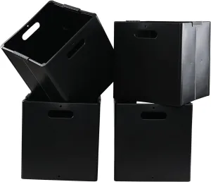 Wekioger 4-Pack Plastic Foldable Cube Storage Bins, Collapsible Storage Cubes Bin Organizer, Black