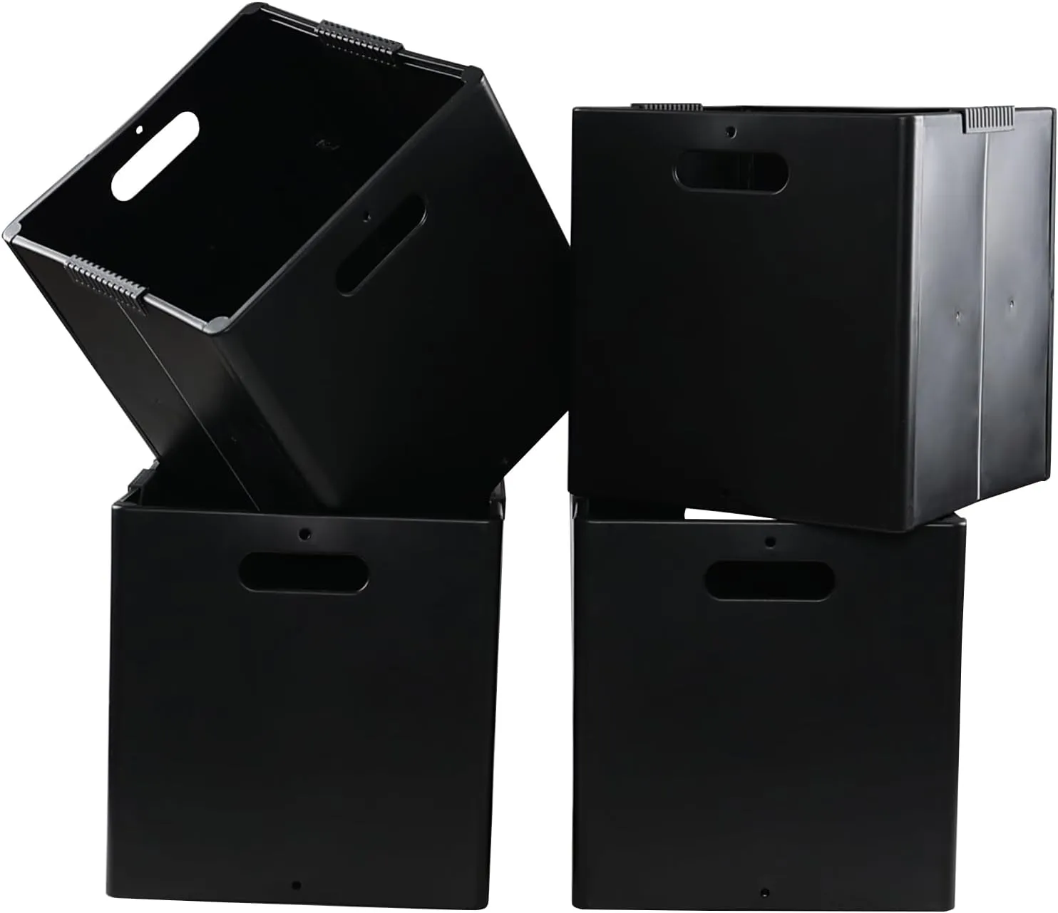 Wekioger 4-Pack Plastic Foldable Cube Storage Bins, Collapsible Storage Cubes Bin Organizer, Black