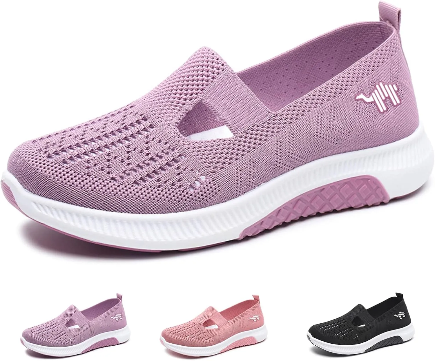 WENOREG Women's Mesh Hollow Out Slip On Walking Sneakers,Adjustable Buckle Non-Slip Soft Bottom Working Lightweight Nurse Shoes