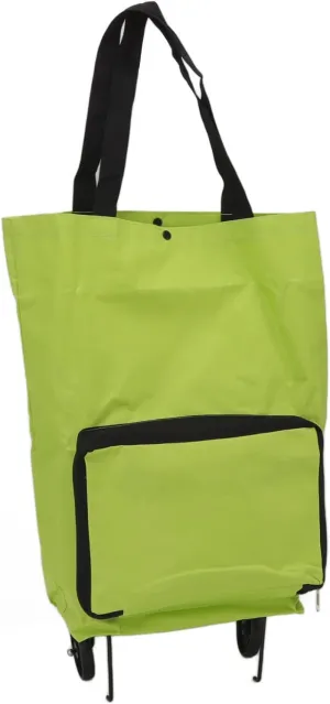 Wheeled Shopping Bag Large Capacity Foldable Fabric Shopping Cart for Family Grocery Canvas (Green)