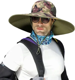 Wide Brim Sun Hat for Men Women UV Protection Ventilated Summer Hats for Fishing Hiking Garden Beach