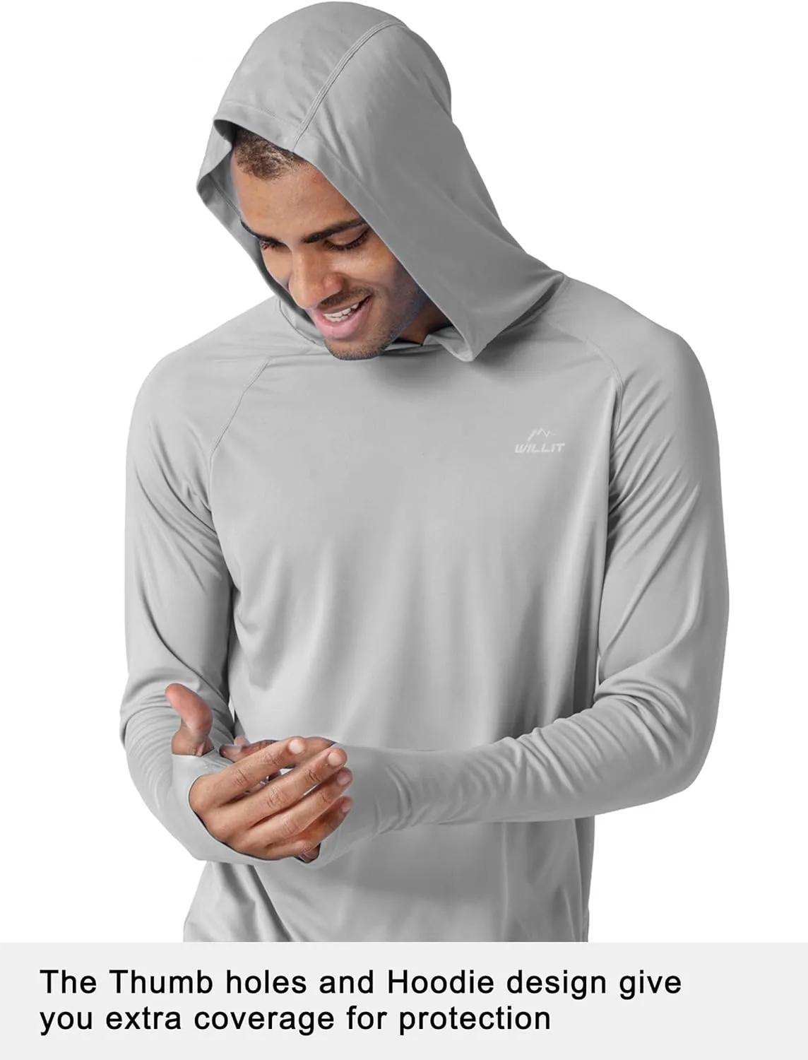 Willit Men's Sun Shirts UPF 50  Rash Guard Long Sleeve Sun Protection Hoodie SPF UV Fishing Lightweight Athletic Running
