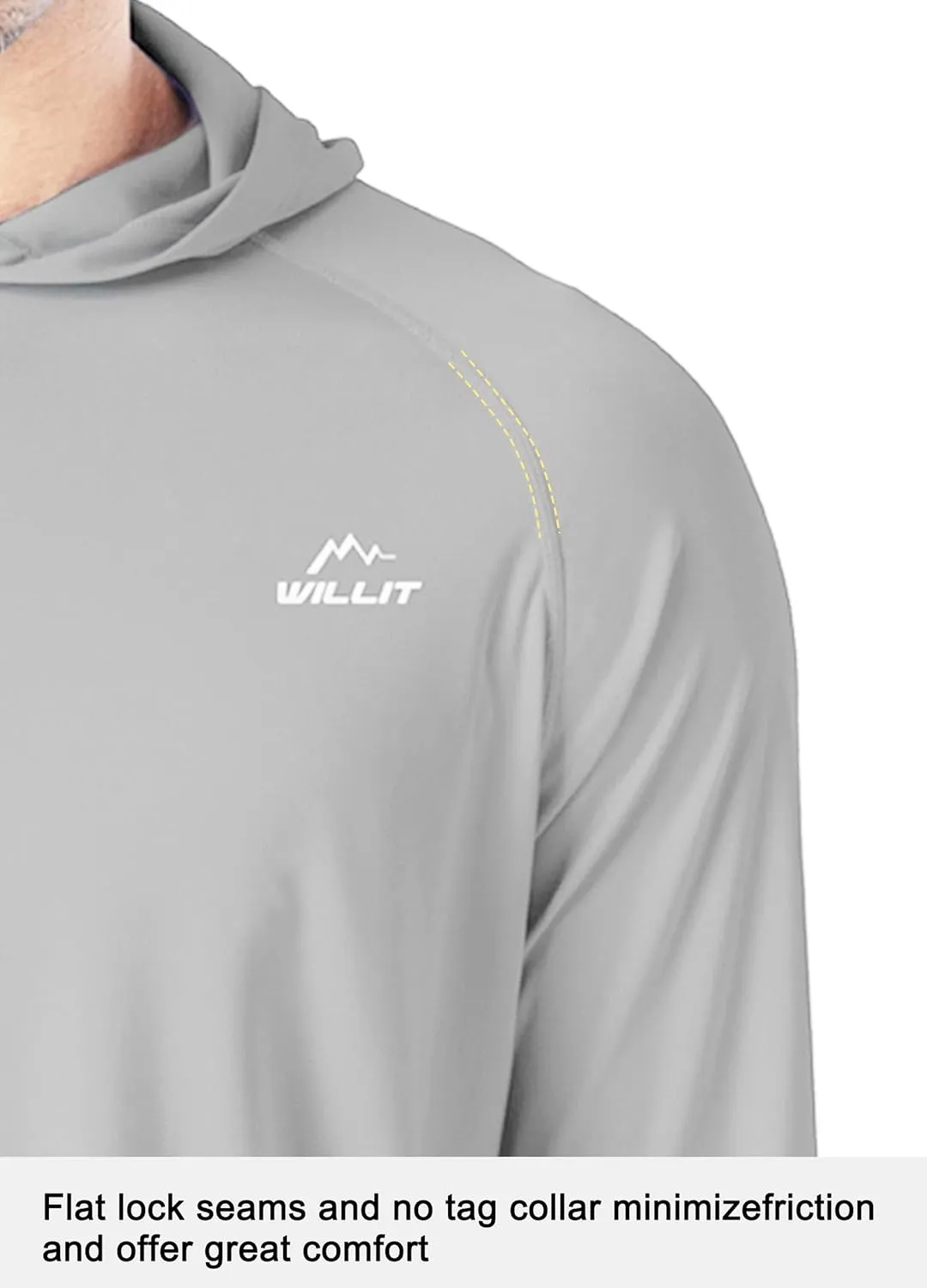 Willit Men's Sun Shirts UPF 50  Rash Guard Long Sleeve Sun Protection Hoodie SPF UV Fishing Lightweight Athletic Running