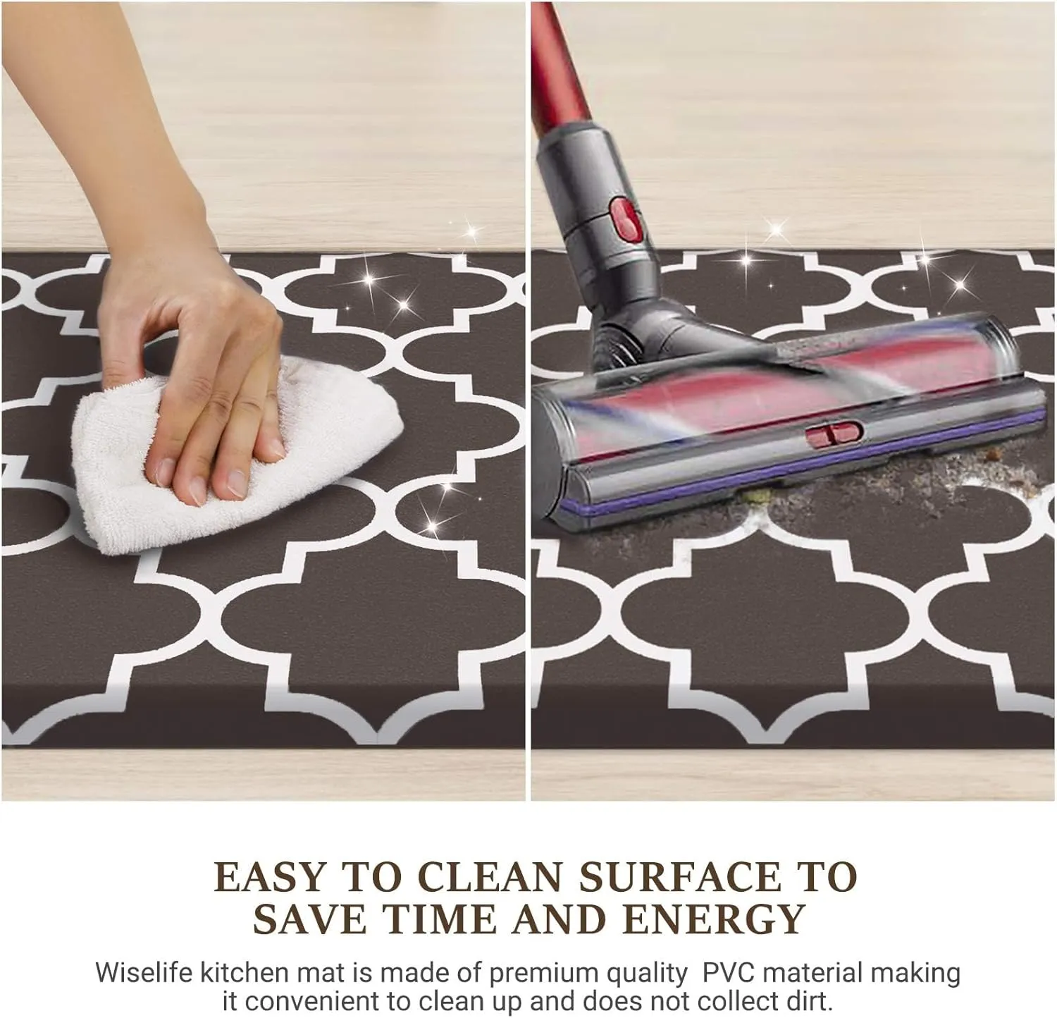 WISELIFE Kitchen Mat Cushioned Anti-Fatigue Rug,17.3"x 28",Non Slip Waterproof Kitchen Rugs Heavy Duty PVC Ergonomic Comfort Mat for Floor Home, Office, Sink, Laundry, Green