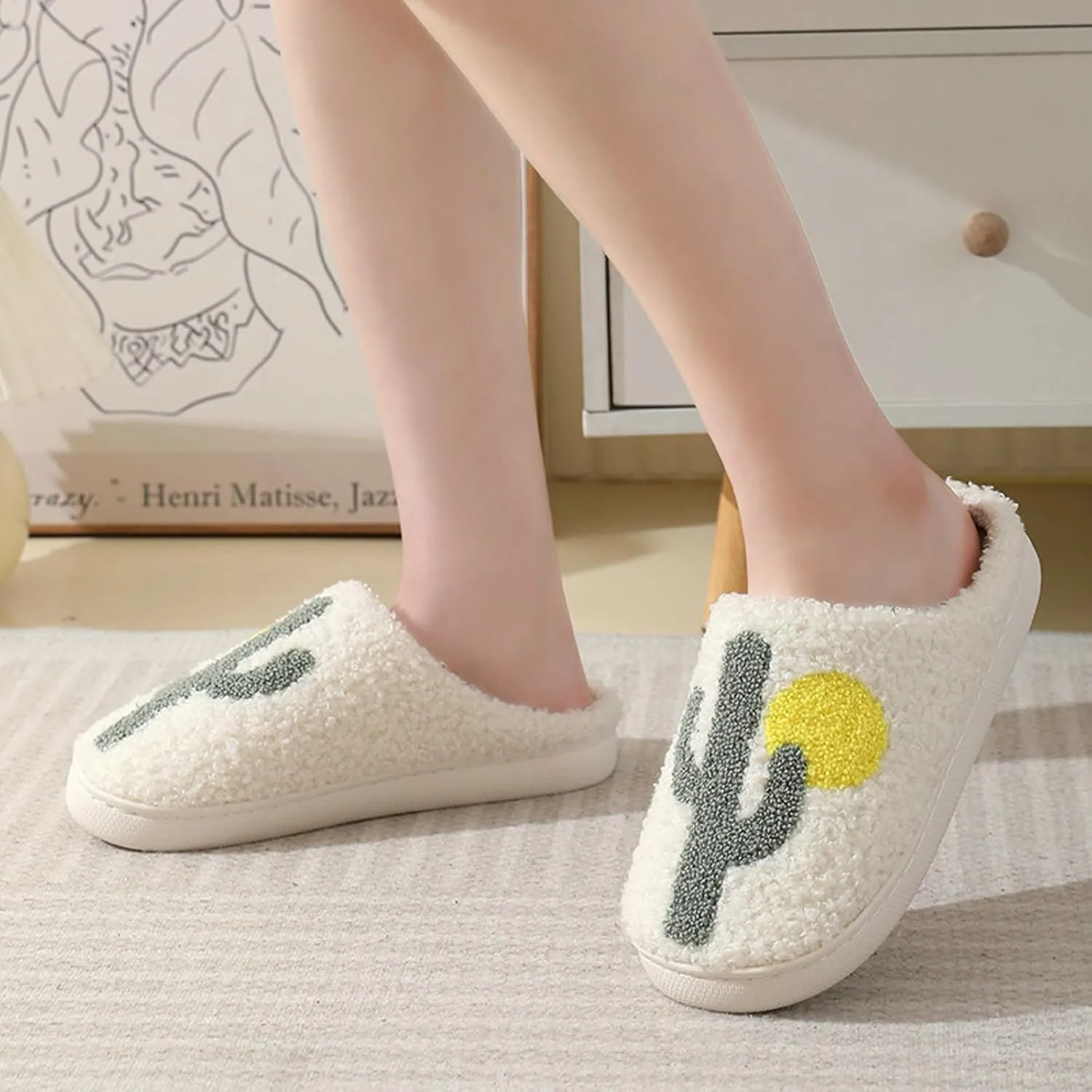 Women Slippers Cute House Slippers Strawberry Slippers Comfy Soft Bedroom Shoes Warm Fuzzy Slip-On Slippers Indoor Non-slip Plush Bedroom Slippers, E-24TX001