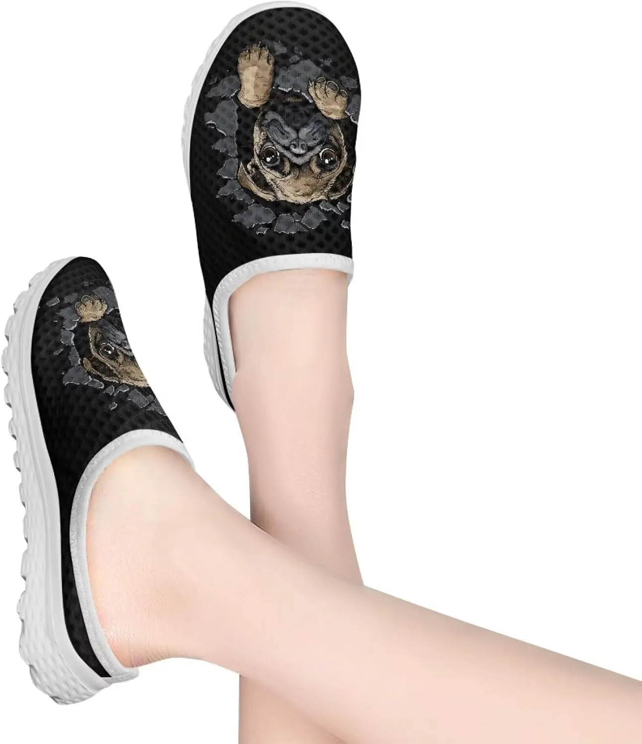 Womens Backless Slip on Shoes Half Sport Mesh Sneakers Lightweight Breathable Casual Walking Shoes