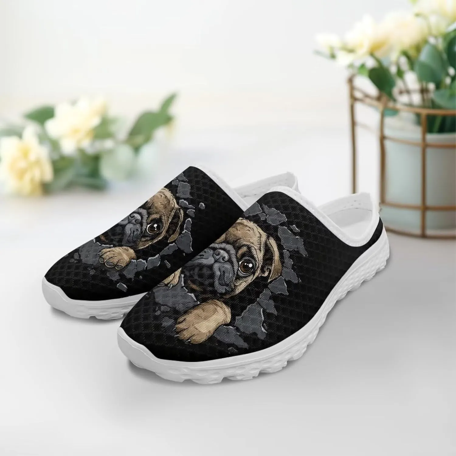 Womens Backless Slip on Shoes Half Sport Mesh Sneakers Lightweight Breathable Casual Walking Shoes