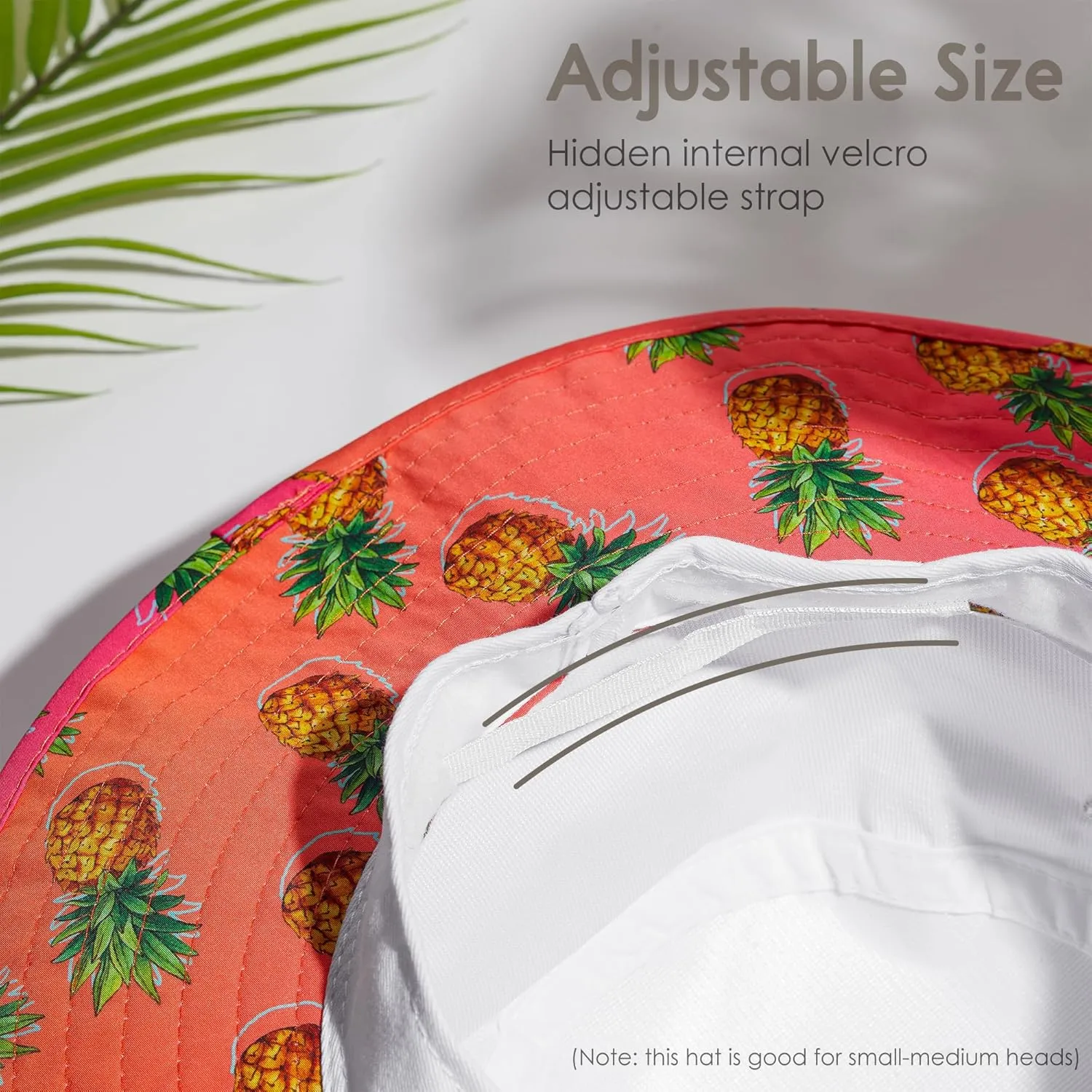 Women’s Beach Hat with Wide Brim Packable for Travel, UV Protection UPF50  Tropical Summer Hat Pineapple Cord Lock Bucket Hat