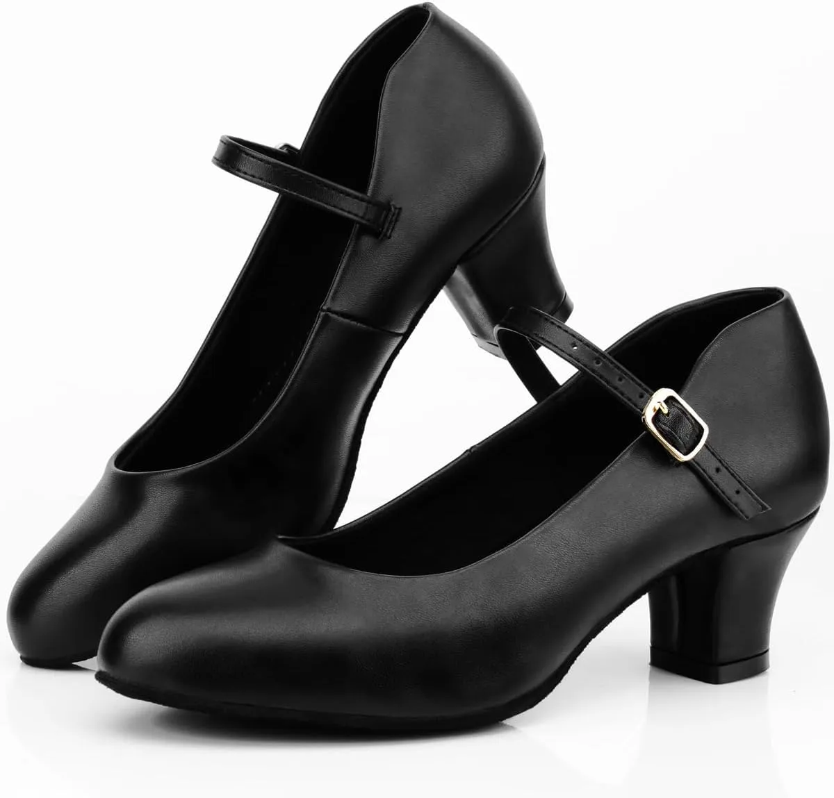 Women's Black Non-Slip Latin Salsa Dance Heels Ballroom Character Shoes Prom Dress Pumps
