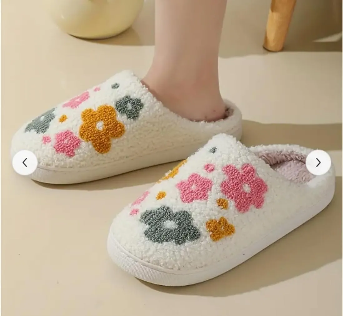 Women's Bow Slippers Fuzzy bowknot slippers Soft Memory Foam Plush Fluffy Warm House Shoes