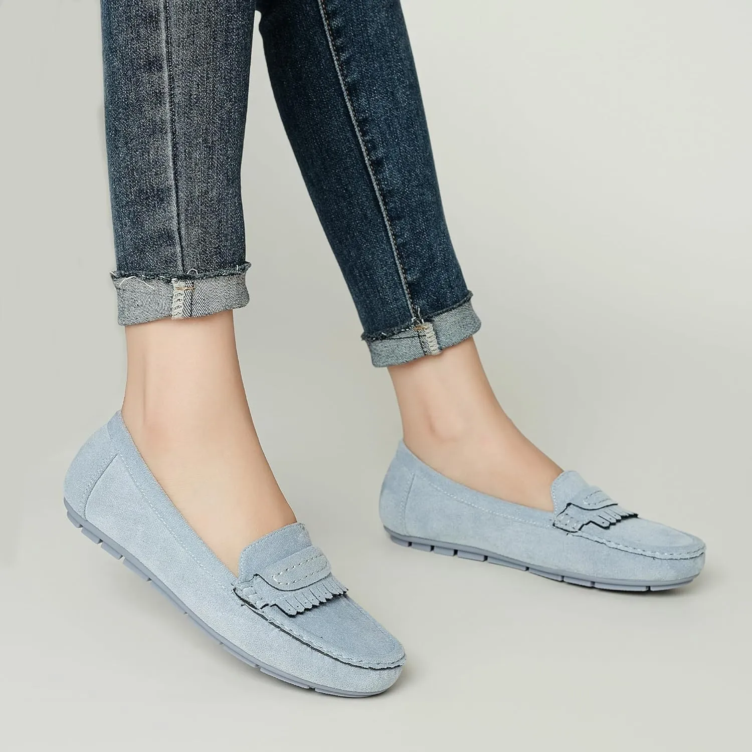 Women's Business Loafers Work Casual Flats Shoes Lightweight Penny PU Leather Slip On Walking Shoes
