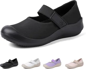 Women's Casual Slip-on Arch Support Mary Jane Shoes,Fashion Hook-Loop Orthopedic Walking Sneakers,Comfort Breathable Soft Sole Non Slip Flats Shoes