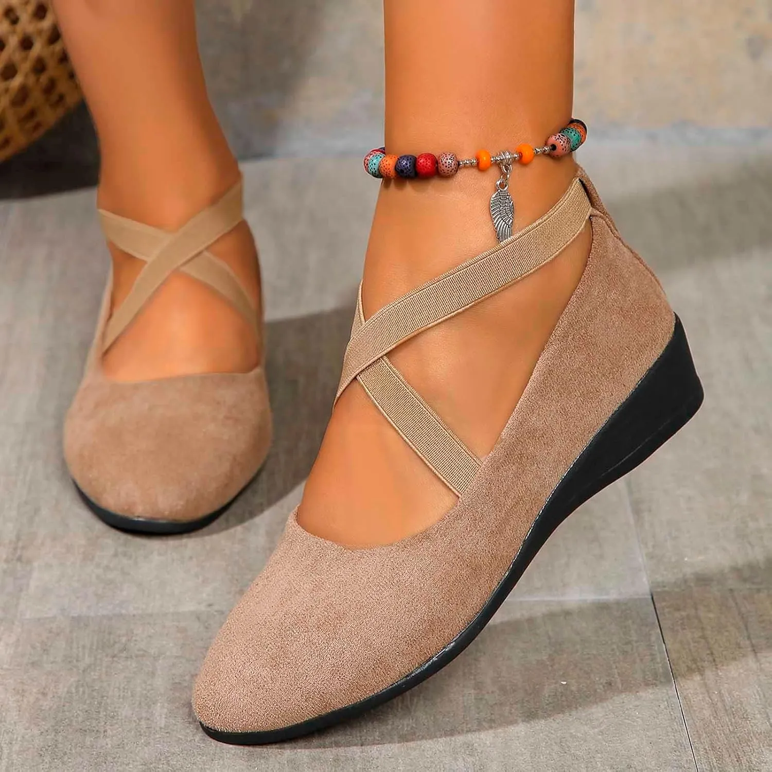 Womens Closed Toe Sandals with Ankle Strappy Comfort Cork Footbed for Comfort Arch Support Lightweight Flat Sandals