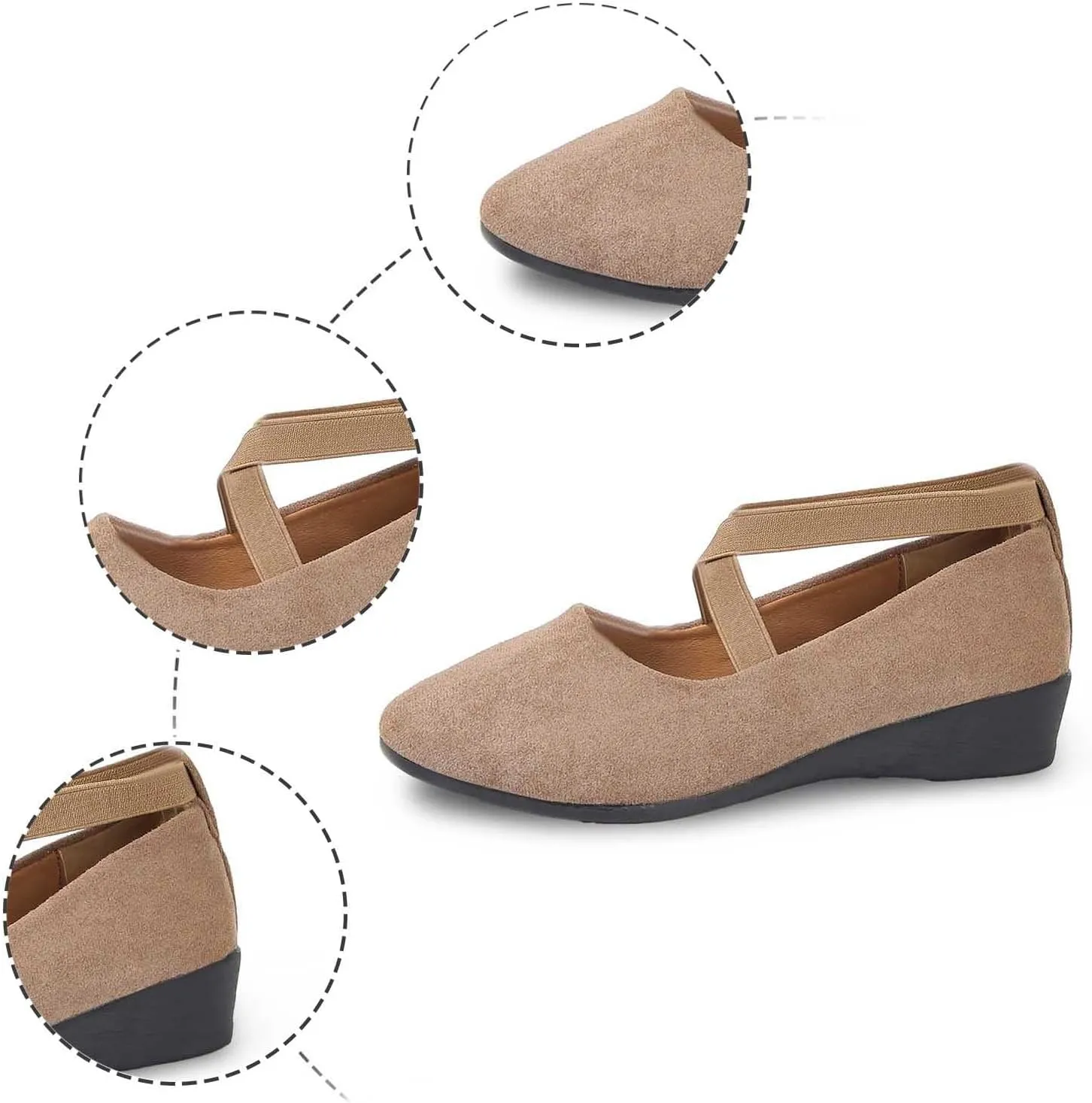 Womens Closed Toe Sandals with Ankle Strappy Comfort Cork Footbed for Comfort Arch Support Lightweight Flat Sandals