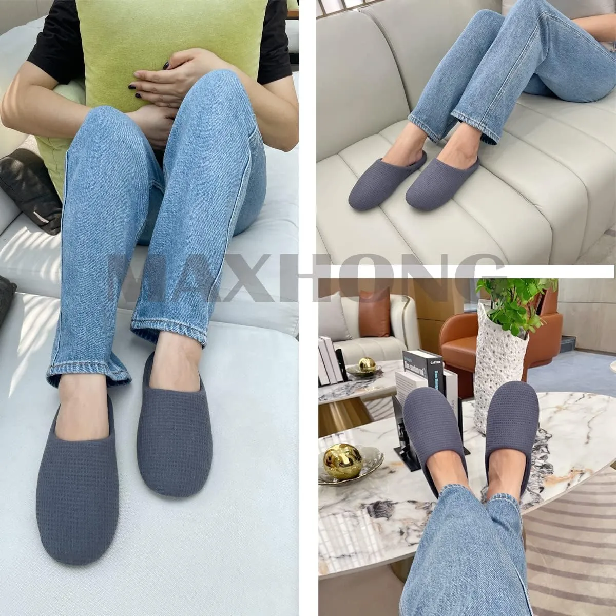 Womens Cotton Lightweight House Slippers With Memory Foam, Washable & Cozy Slip On